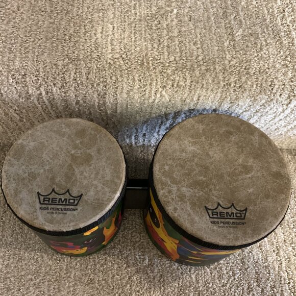 Remo Kids Percussion Bongo Drums Rain Forest Acousticon Shell 5"-6" Drumheads - Picture 2 of 5